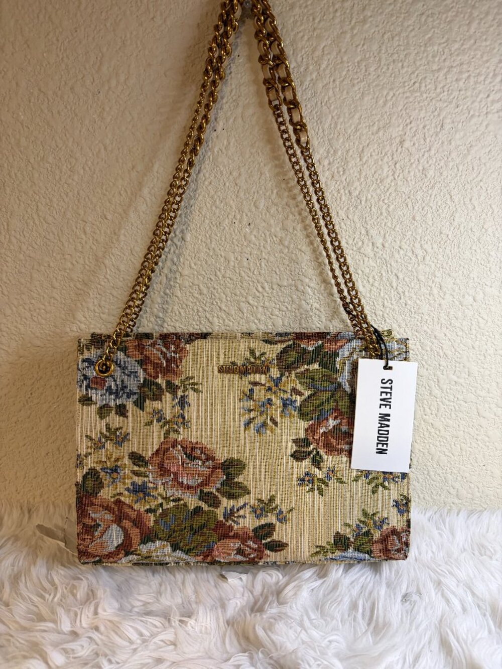 Steve Madden BMNNA Floral Tapestry Satchel Shoulder Bag Chain Strap NWT